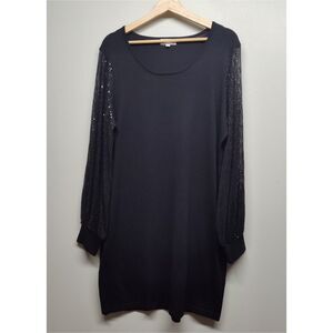 Birch Ny Mini Dress Women Size XL Black Sequin Long Sleeve Formal Party Wedding